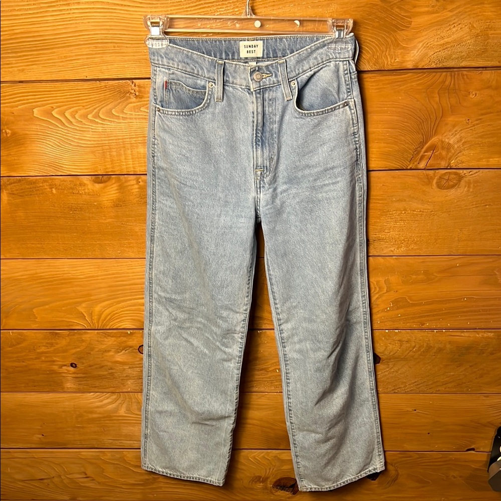 SUNDAY‎ BEST Aritzia Light Wash Straight Leg Denim Jeans Women's 4 High Rise Y2K